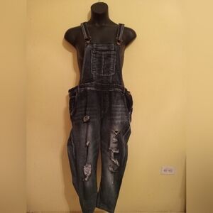 Dollhouse Plus Size Distressed Denim Overalls